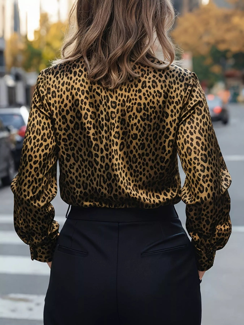 Leopard Button Up Long Sleeve Shirt