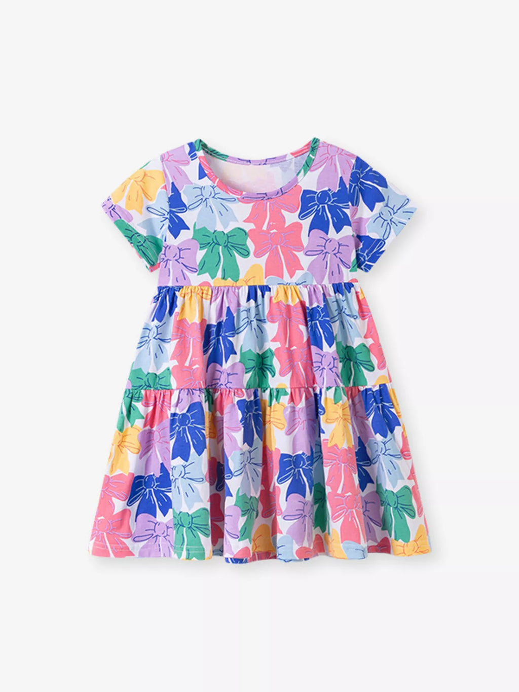 Children's Bow Print Tiered Dress