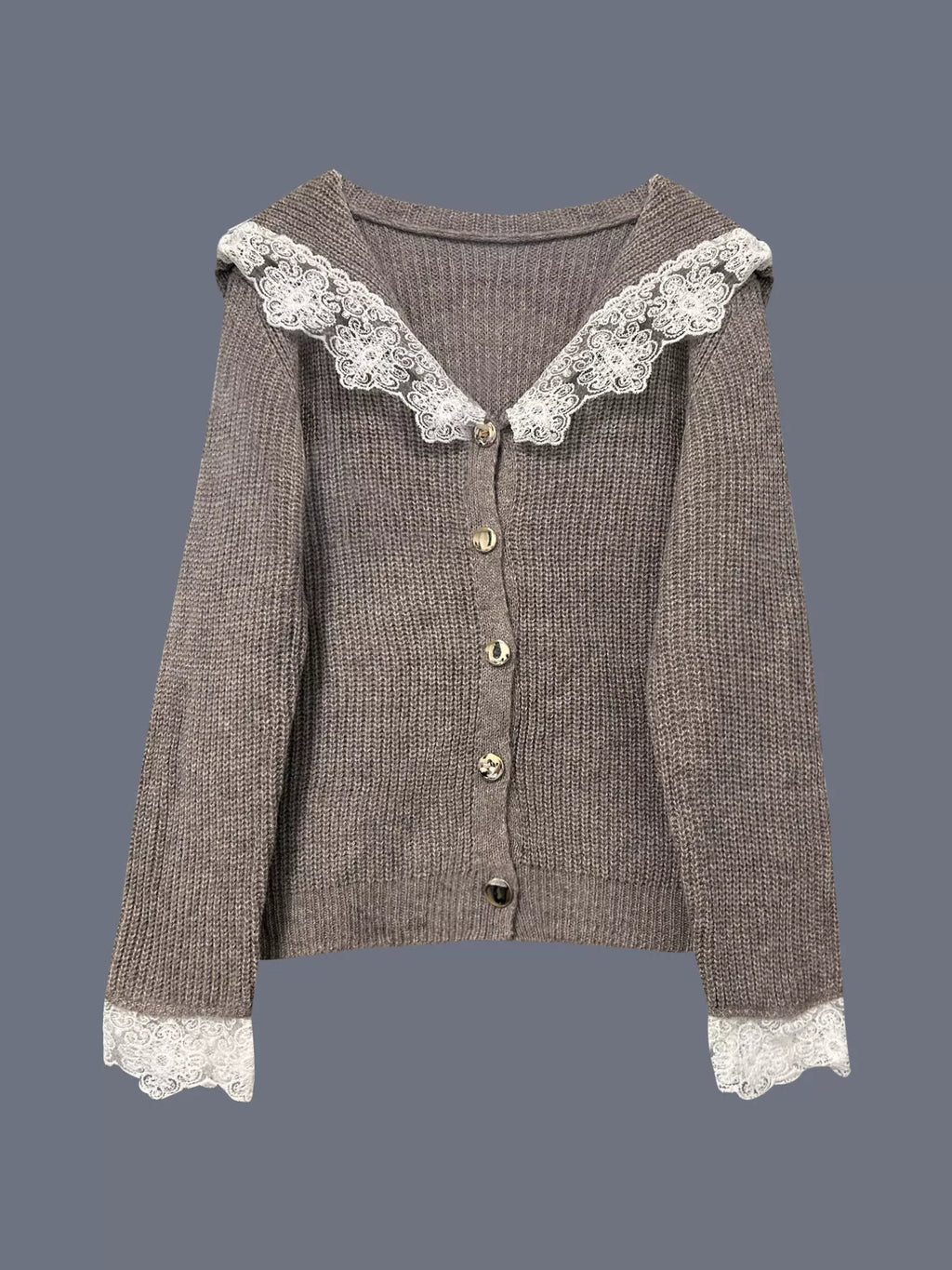 Lace Trim Button Up Cardigan