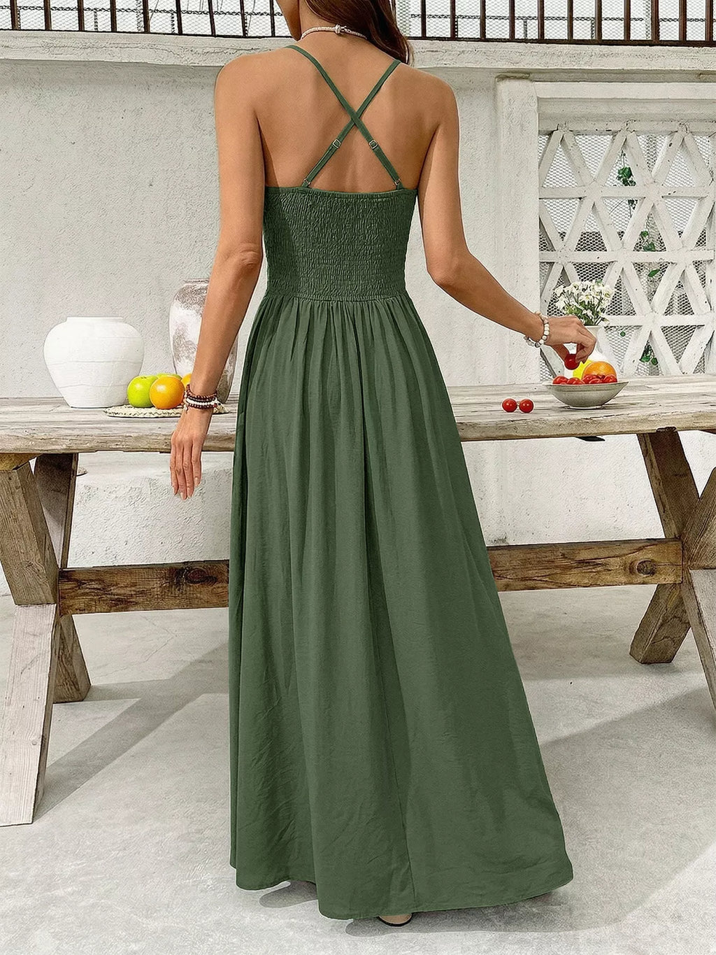 Lace Trim Spaghetti Strap Maxi Dress