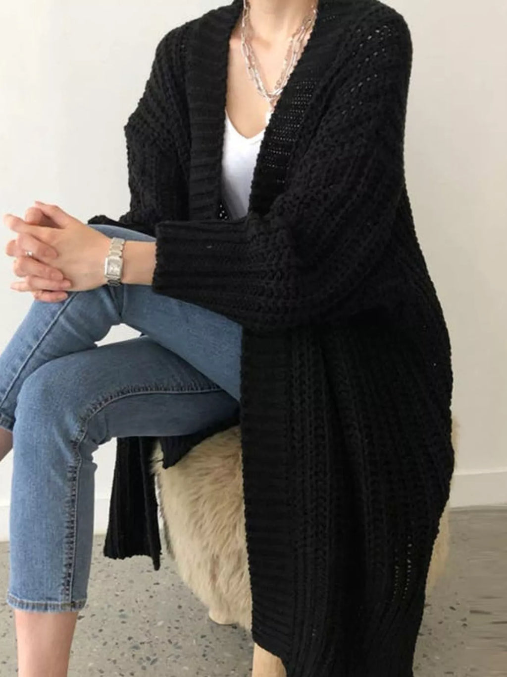 Chunky Knit Open Front Cardigan