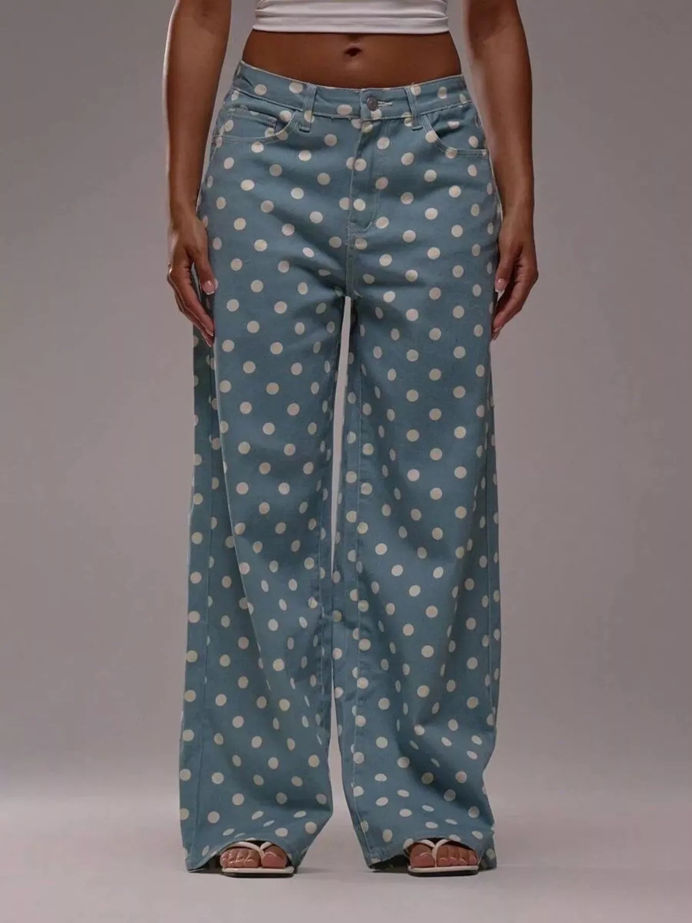 Polka Dot Wide Leg Jeans