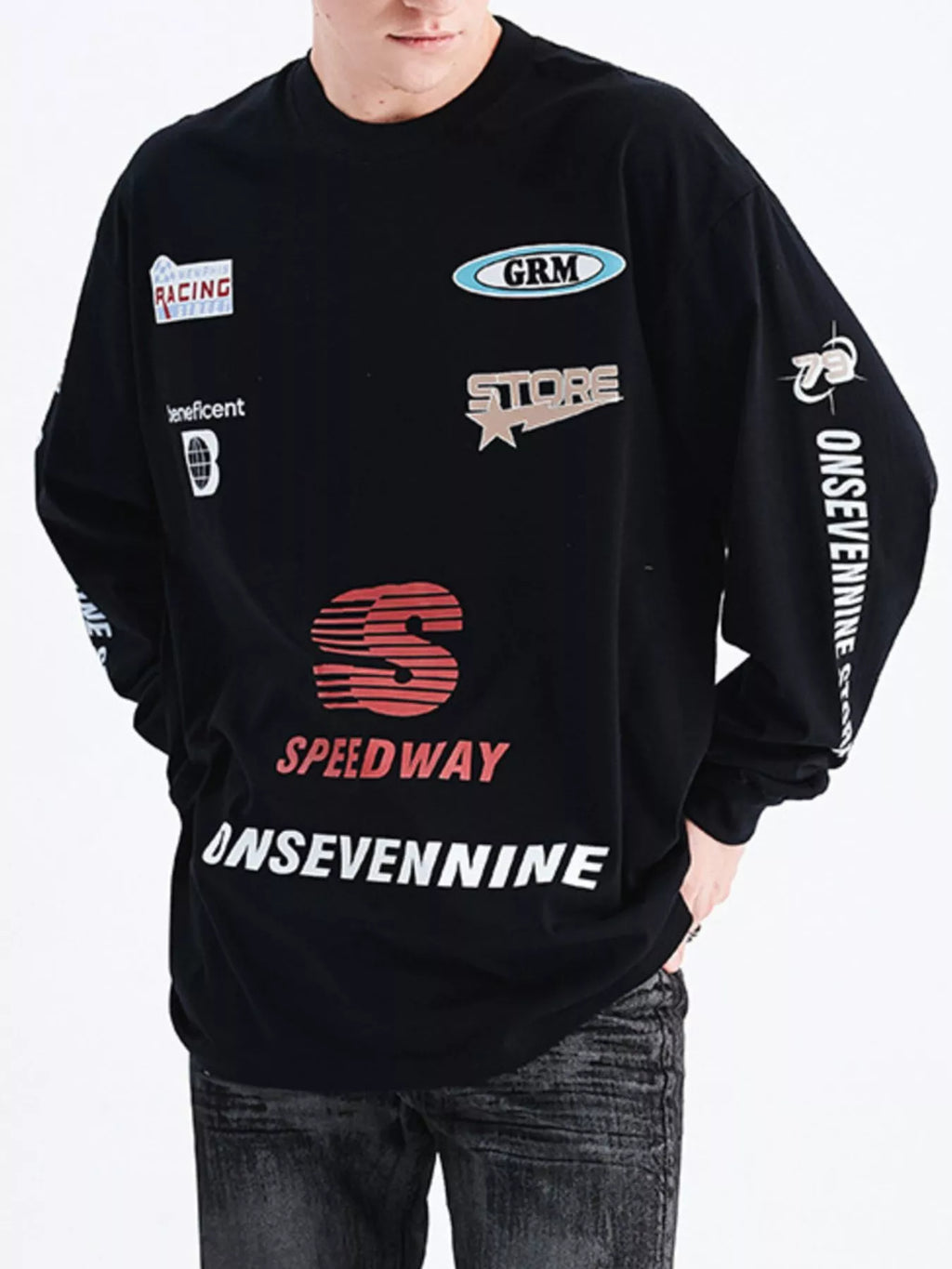 Men's Letter Round Neck Long Sleeve T-Shirt