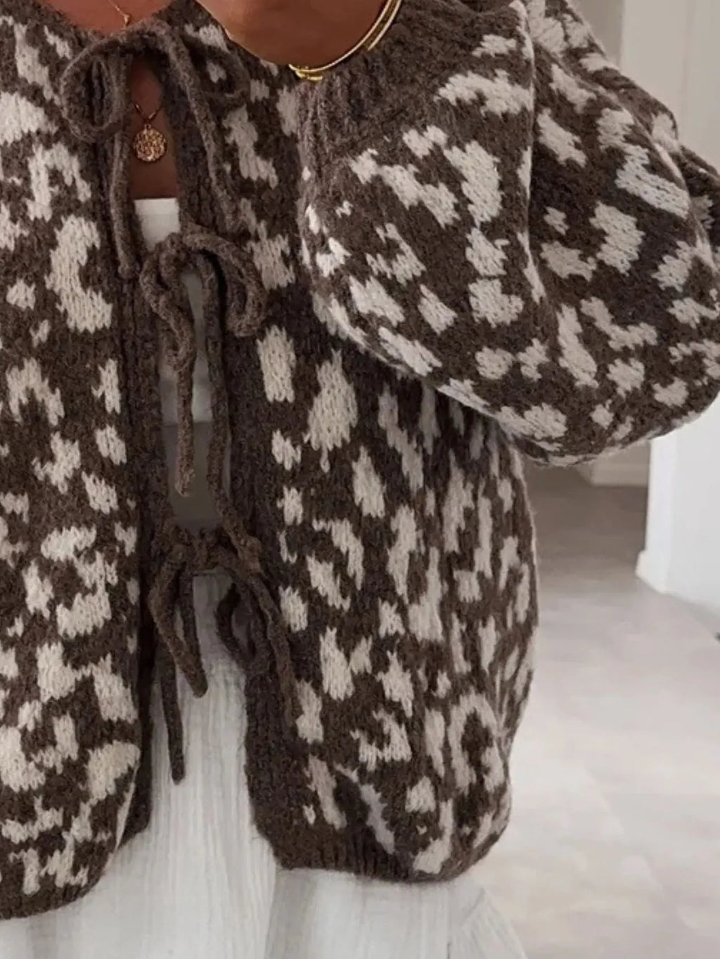 Leopard Tie Front Cardigan