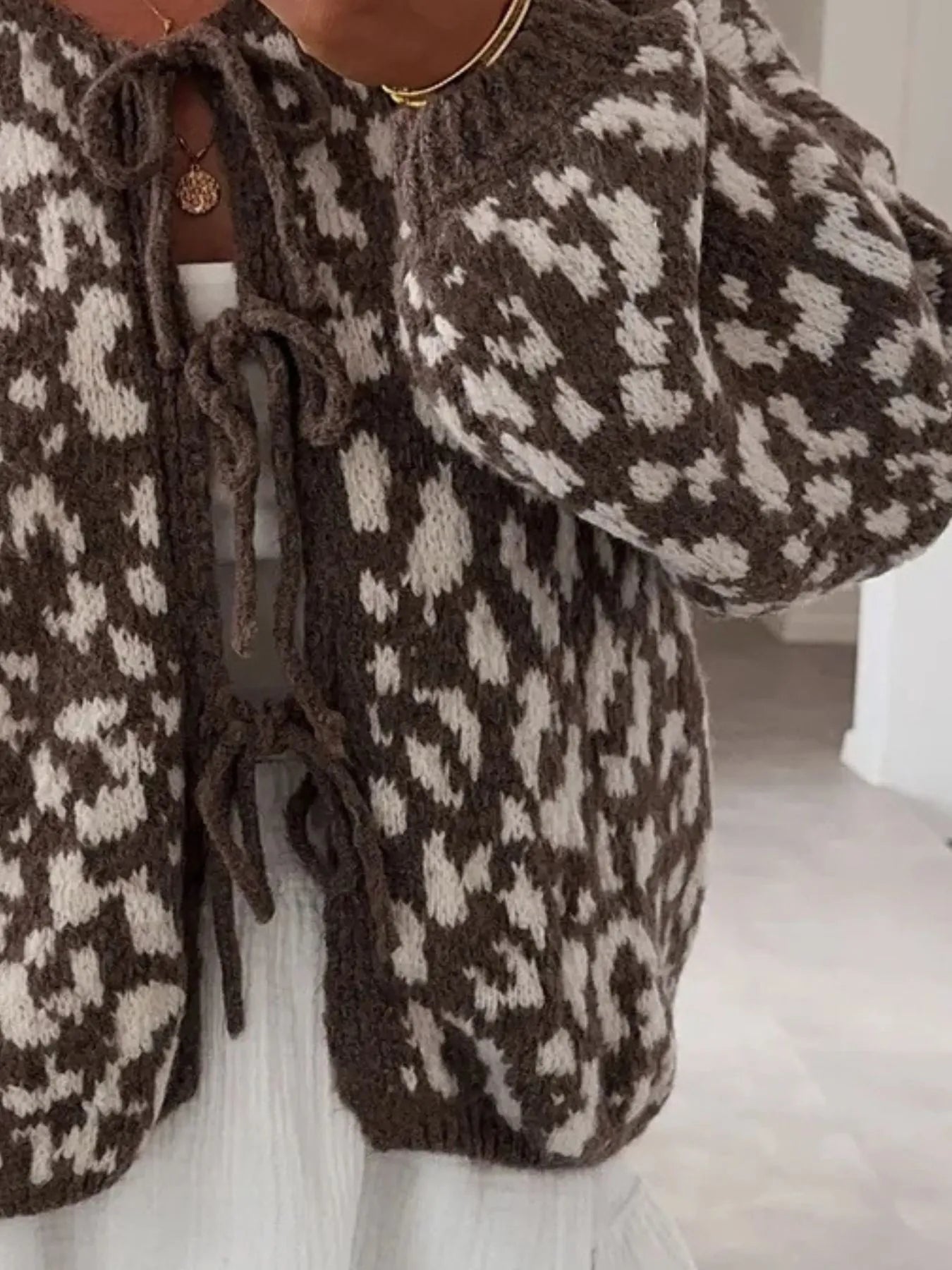 Leopard Tie Front Cardigan