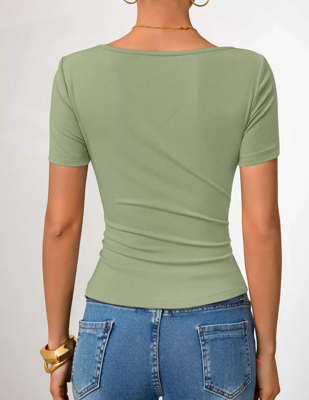Asymmetrical Neckline Fitted T-Shirt