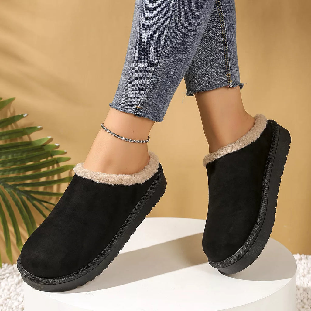 Plush Lined Round Toe Slippers