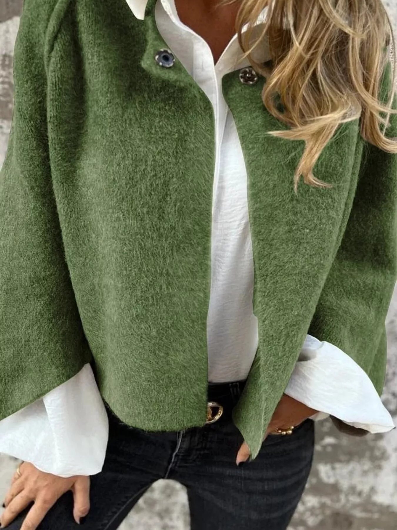Full Size Solid Color Long Sleeve Outerwear Plus Size