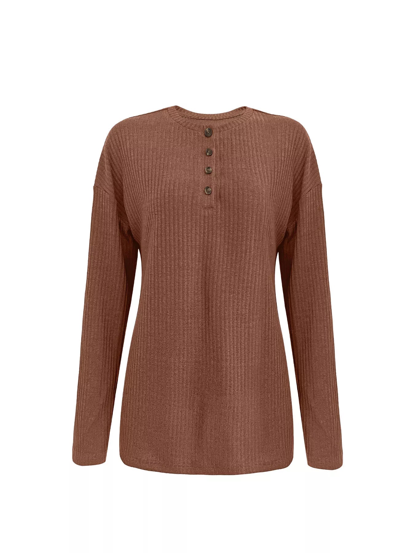 Button-Detail Dropped Shoulder Top