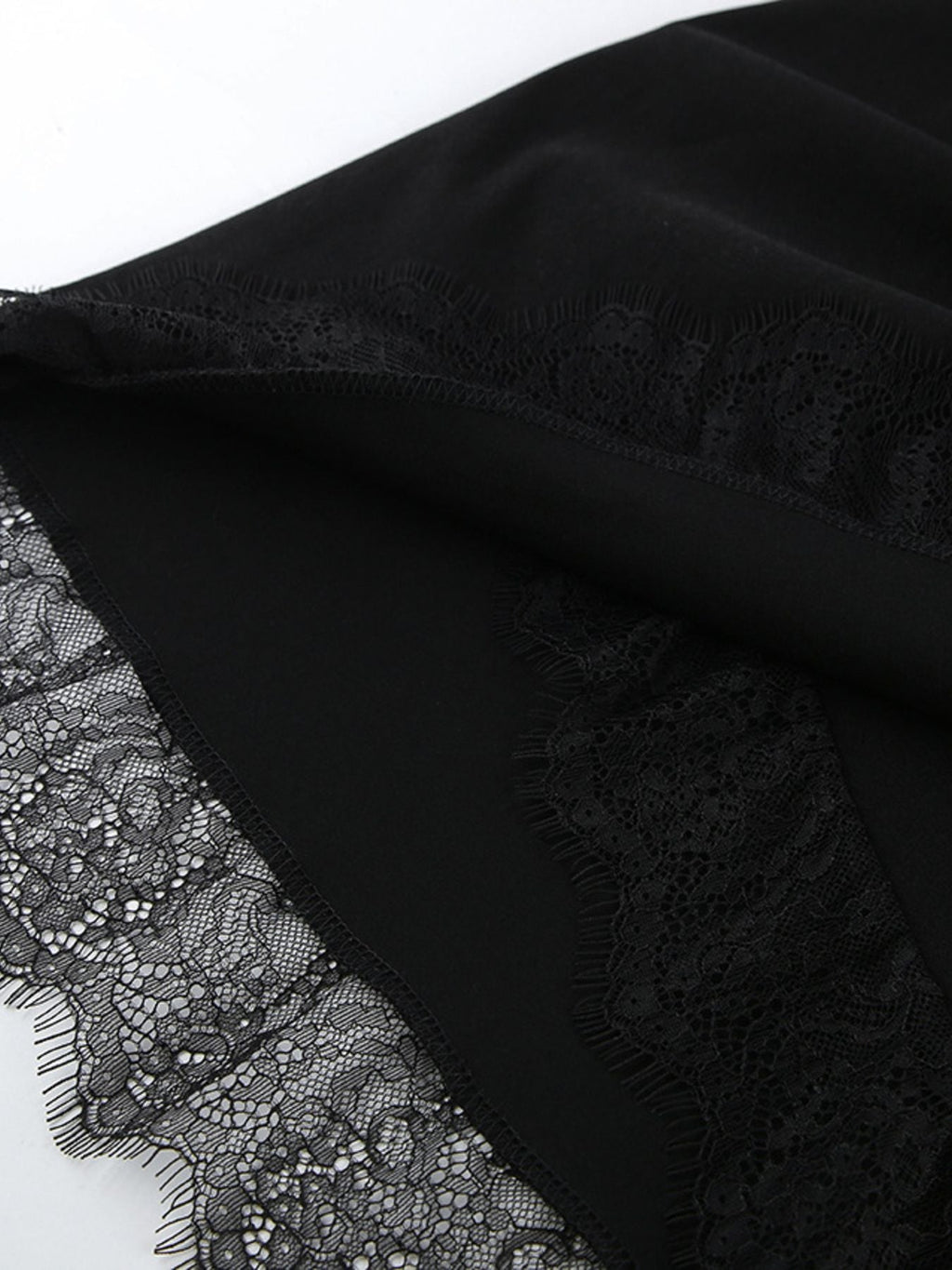 Lace Detail Button Front Long Sleeve Dress