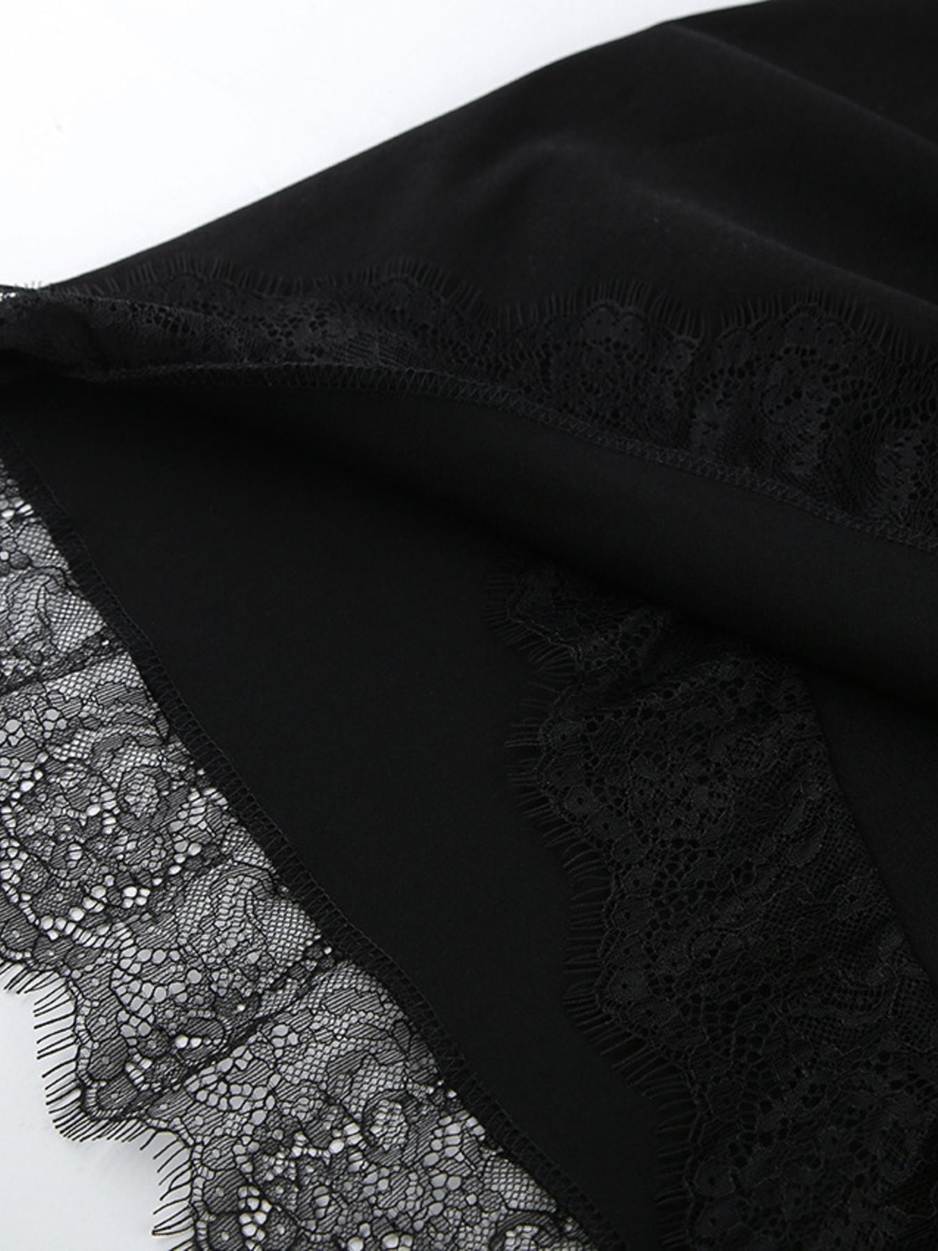 Lace Detail Button Front Long Sleeve Dress