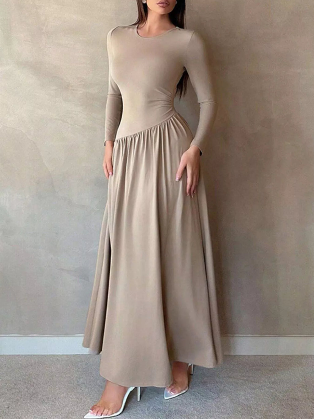 Long Sleeve A-Line Maxi Dress