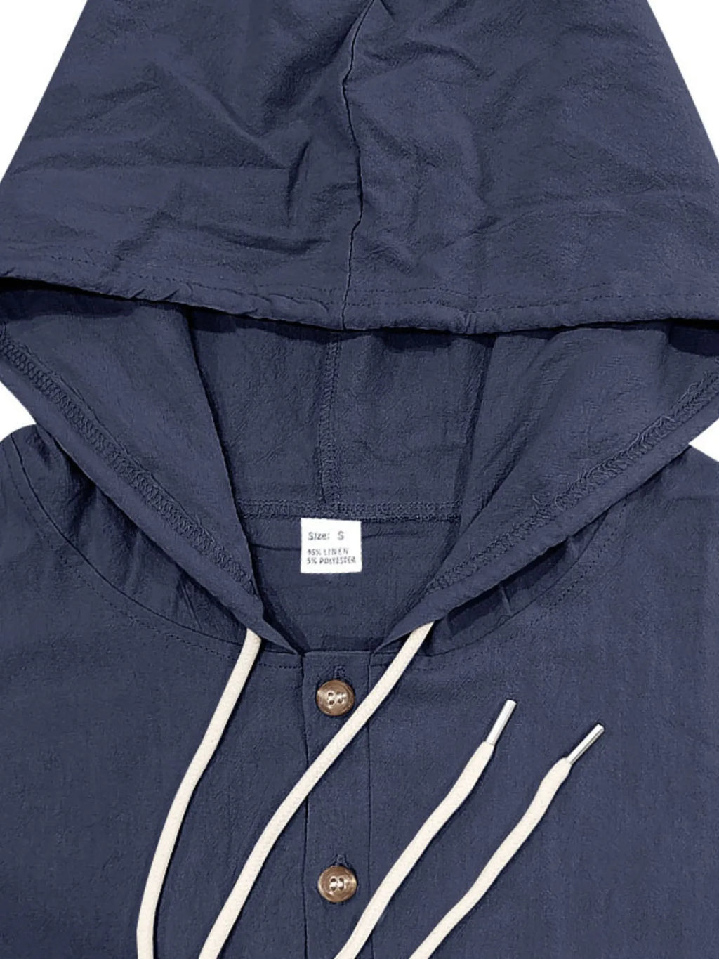 Men's Full Size Drawstring Button Up Hooded Top Plus Size
