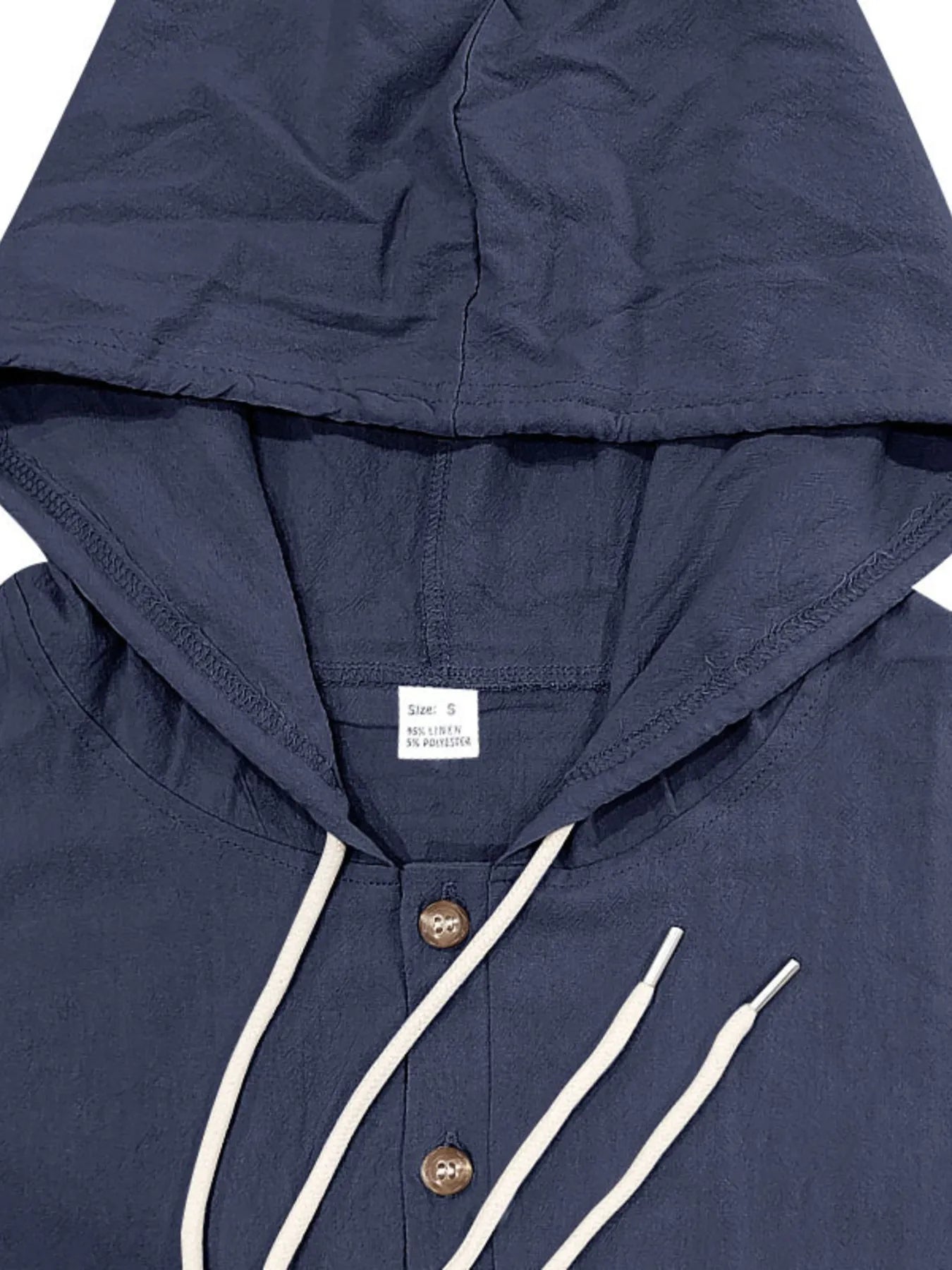 Men's Full Size Drawstring Button Up Hooded Top Plus Size