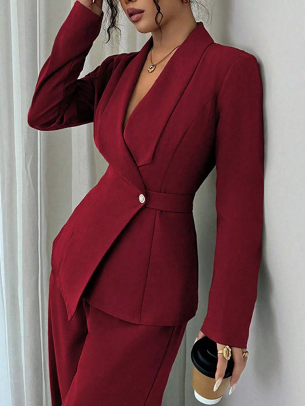 One Button Blazer and Pants Set