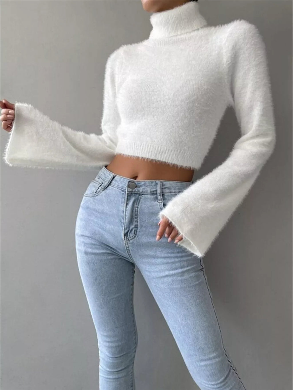 Turtleneck Flare Sleeve Sweater