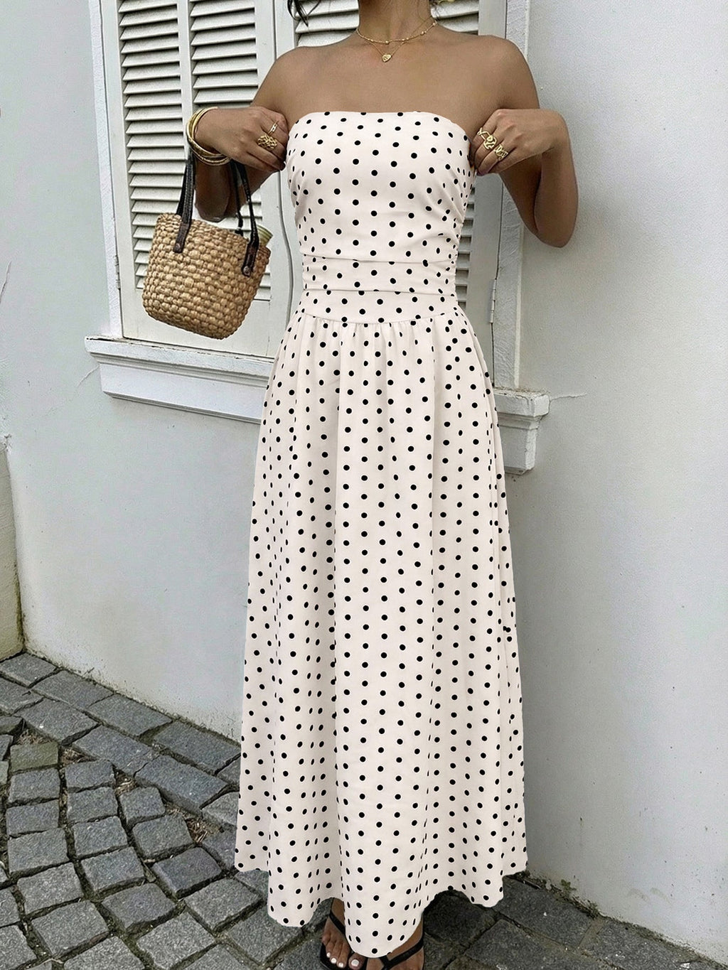Polka Dot Tube A-Line Dress
