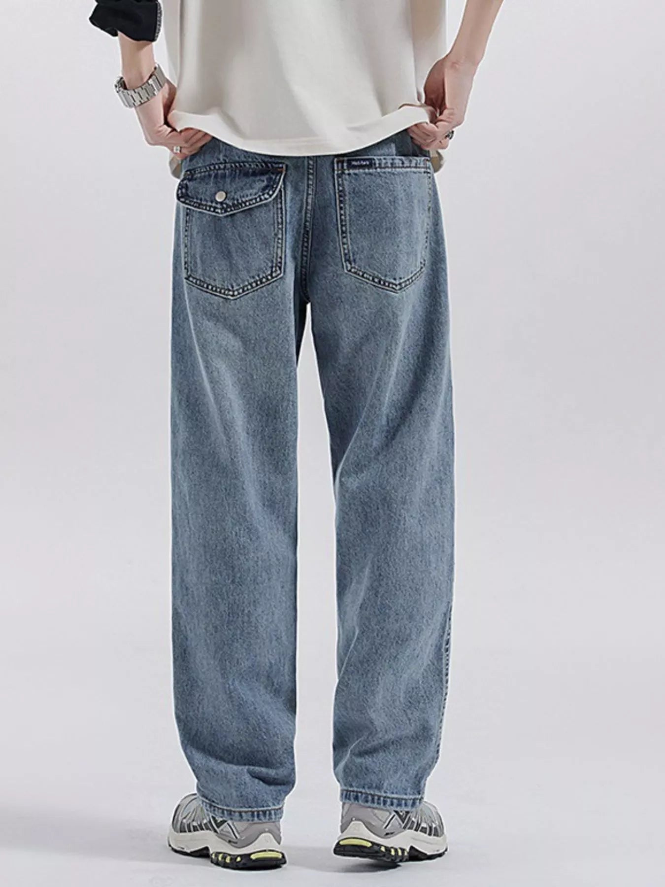 Men's Washed Wide Leg Jeans