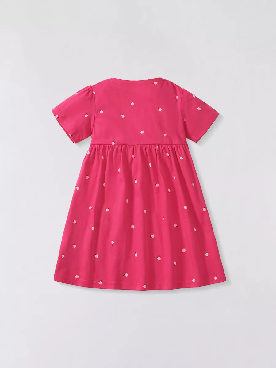 Children's Unicorn Polka Dot Round Neck Dress
