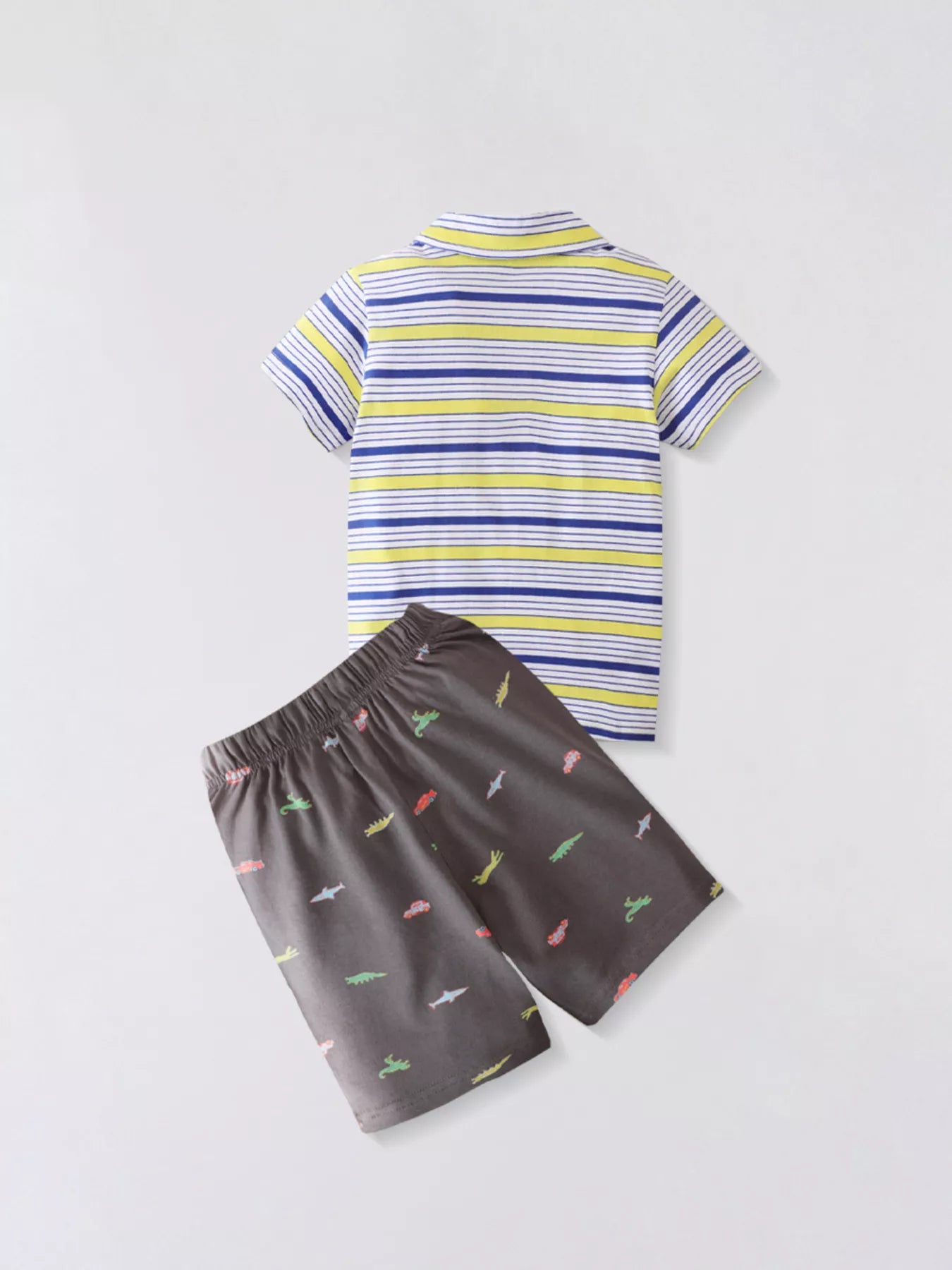 Children's Striped Polo Shirt & Printed Shorts Set