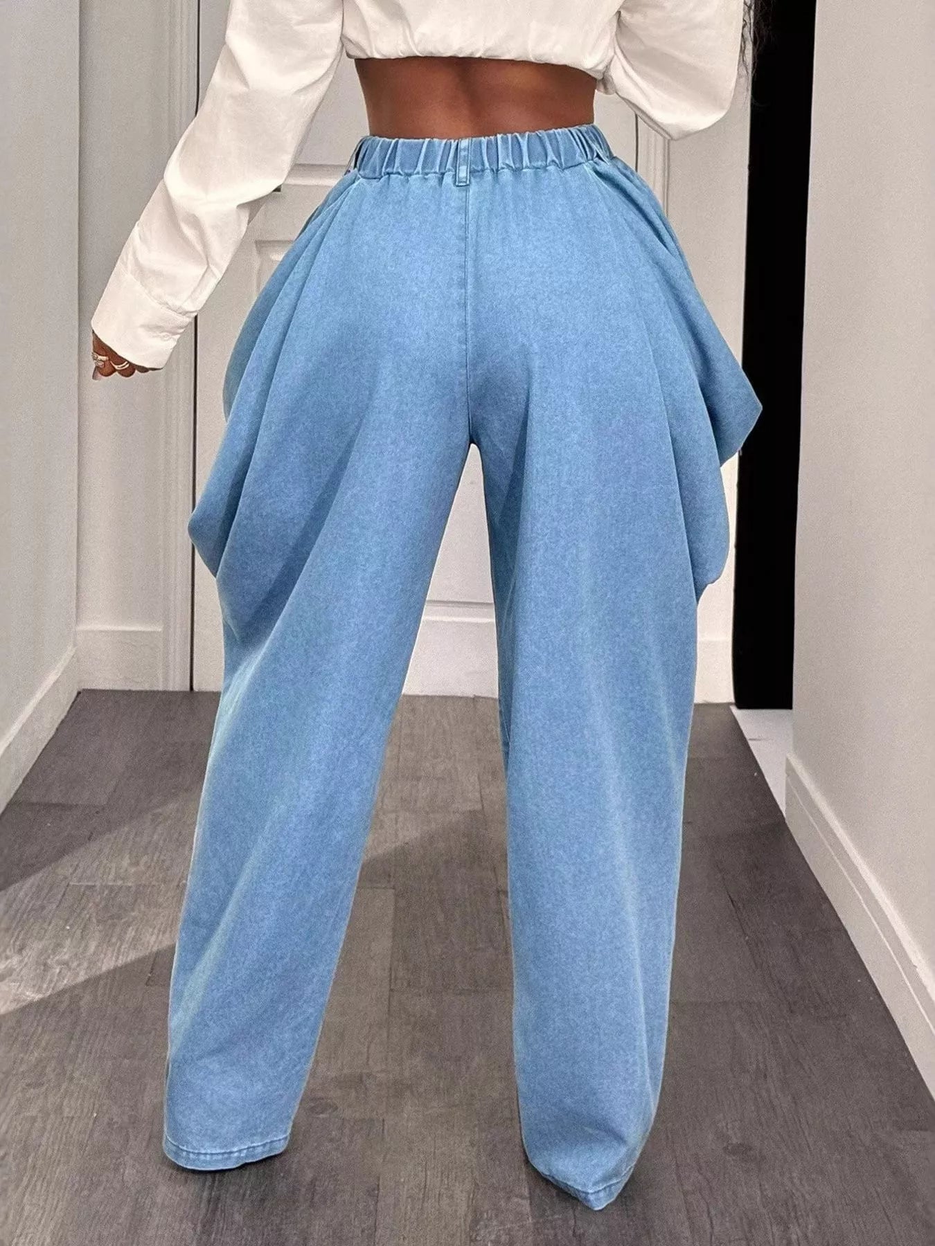Ruched Wide Leg Jeans