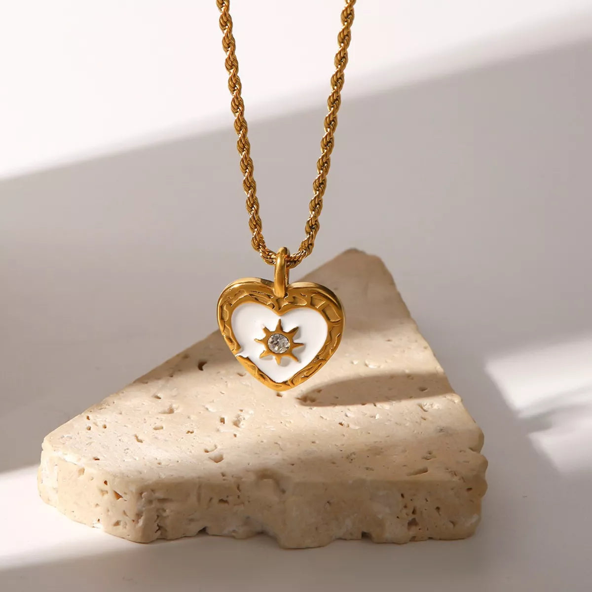 18K Gold-Plated Zircon Heart Necklace