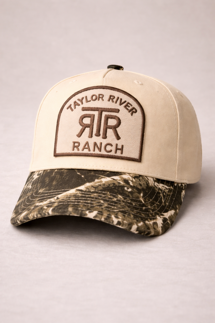 Taylor River Ranch - Embroidered Patch on Structured Camo Hat