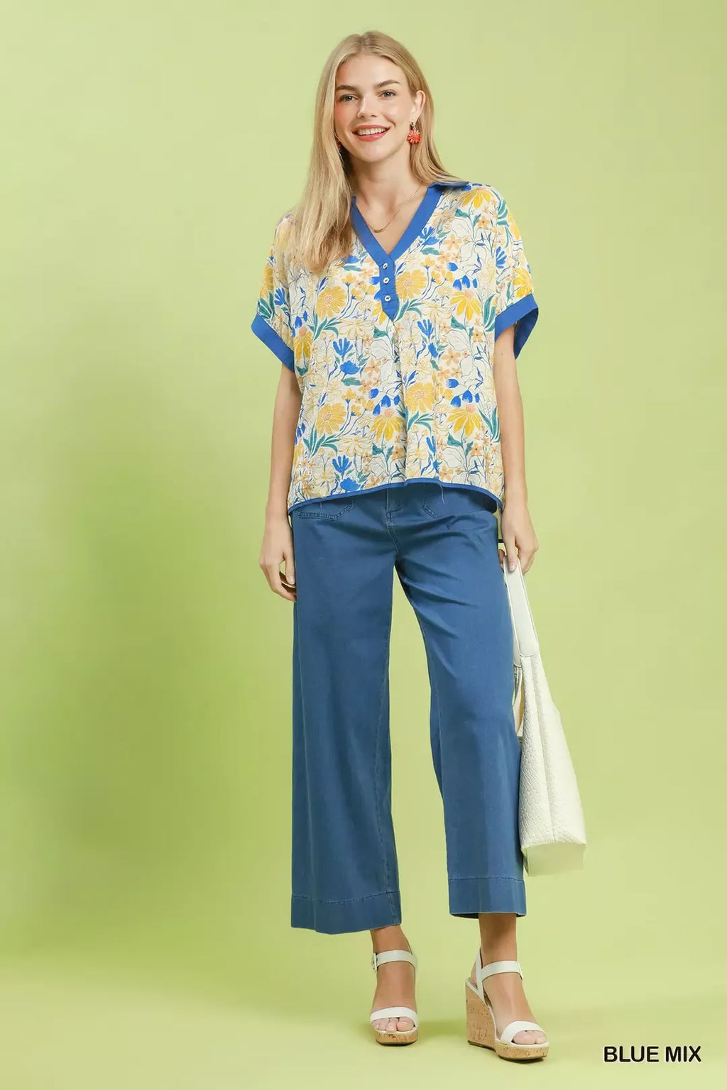 Umgee Floral Print Oversized Top