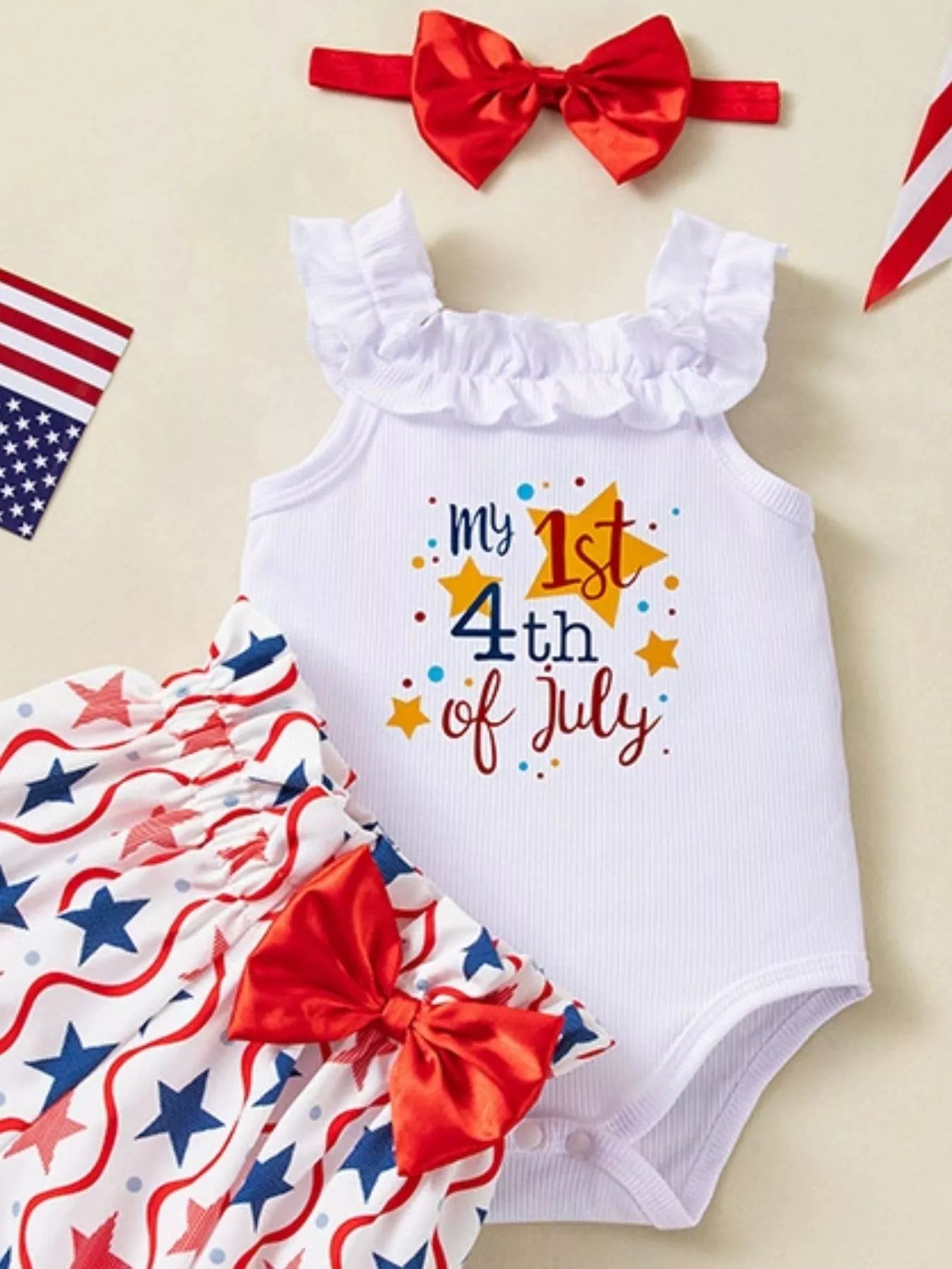 Children's Patriotic Star Print Outfit Set