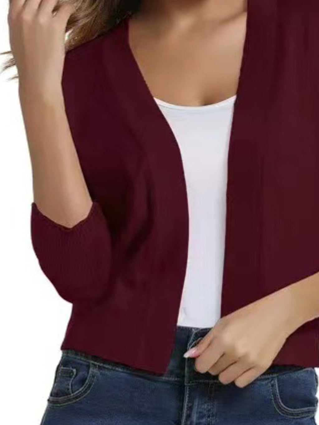 Viscose Blend Open Front Cardigan