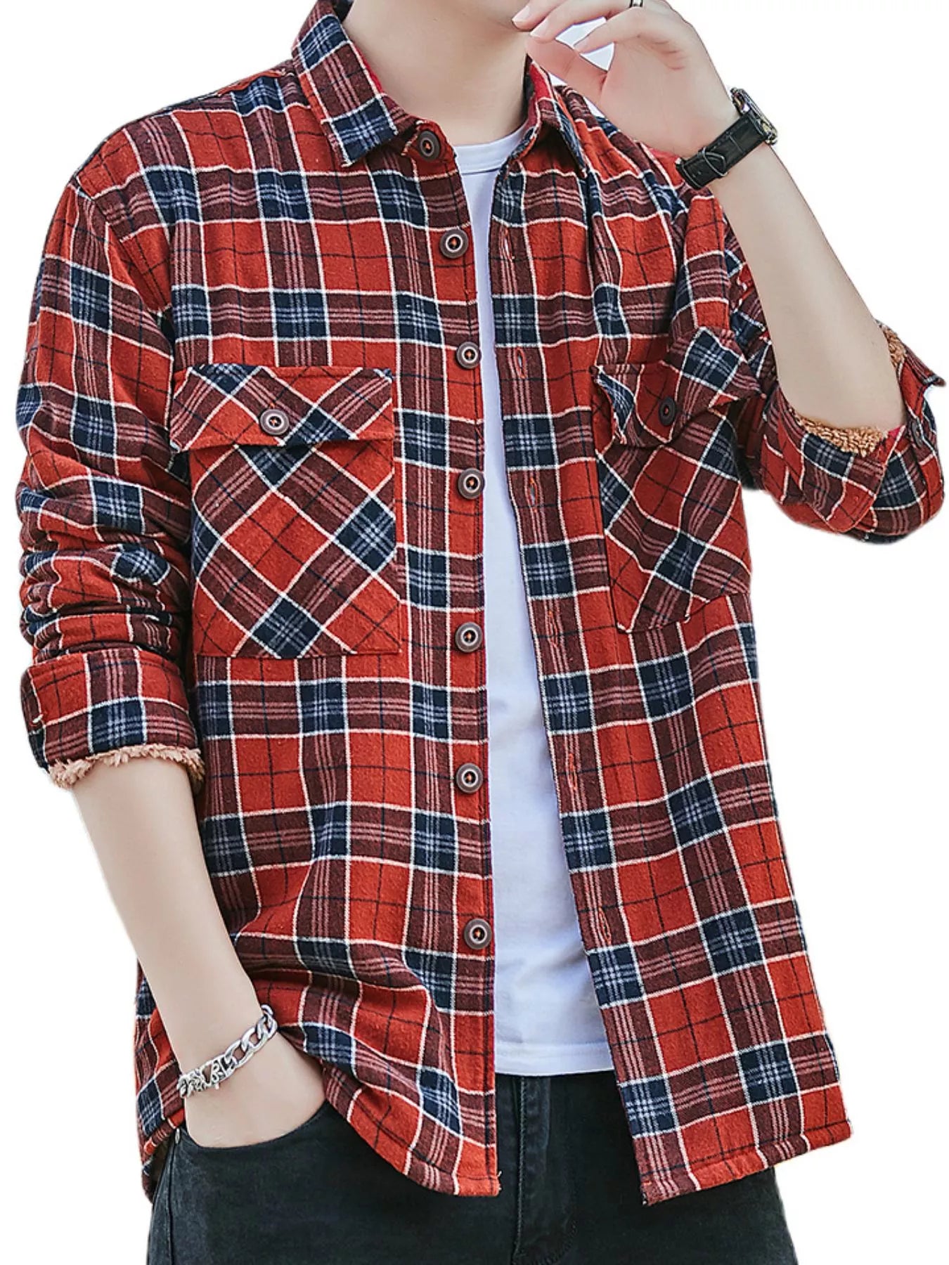 Men's Plus Size Casual Plaid Button Up Shirt