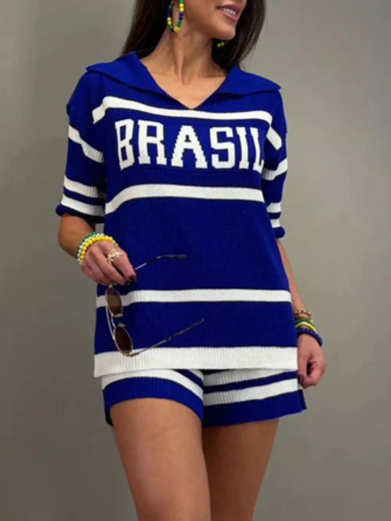 Brasil Two-Tone Top and Shorts Set