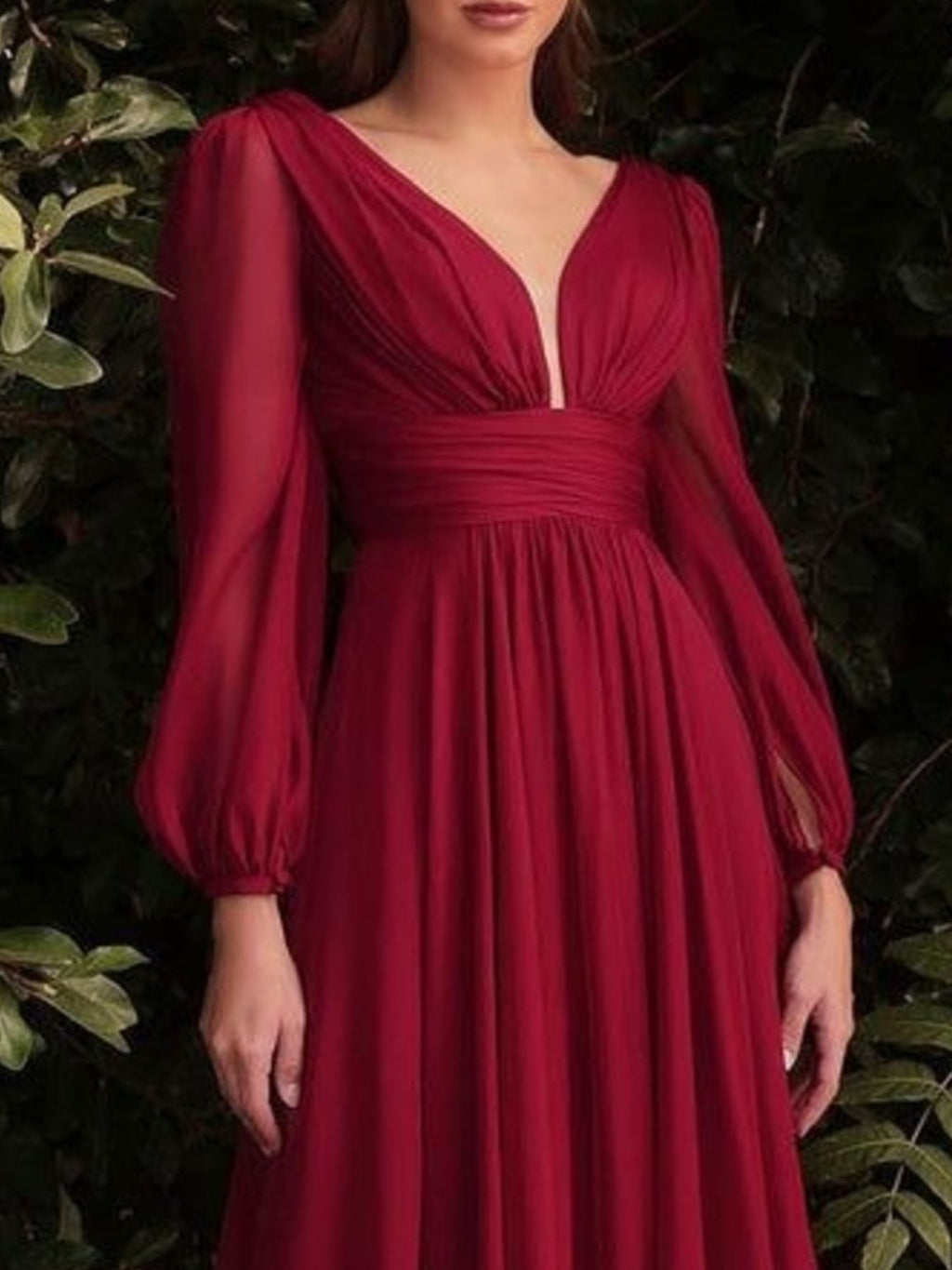 V-Neck Balloon Sleeve Maxi Dress