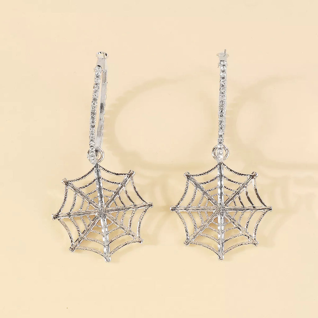 Spider Web Dangle Hoop Earrings