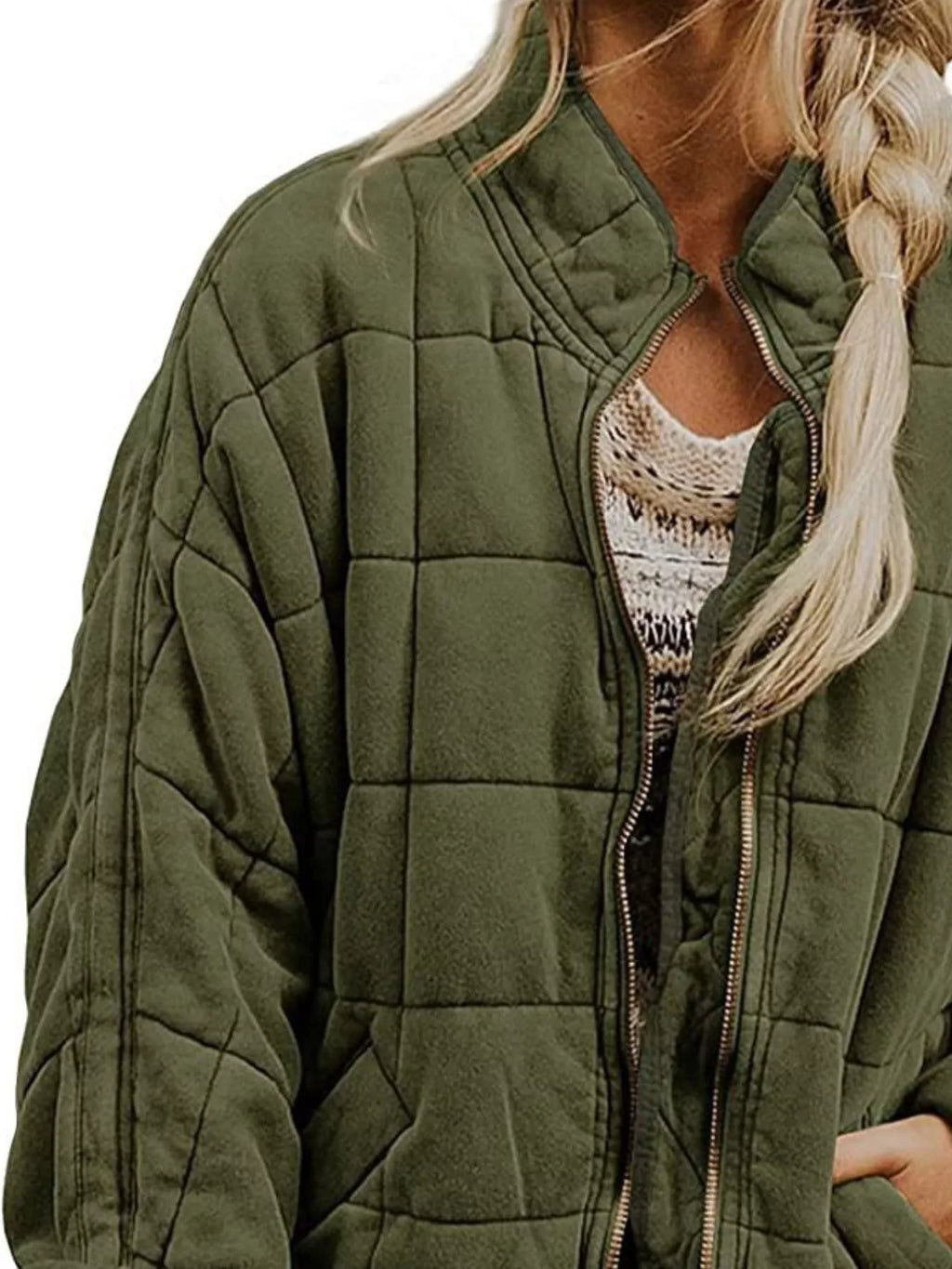 Quilted Zip Up Outerwear