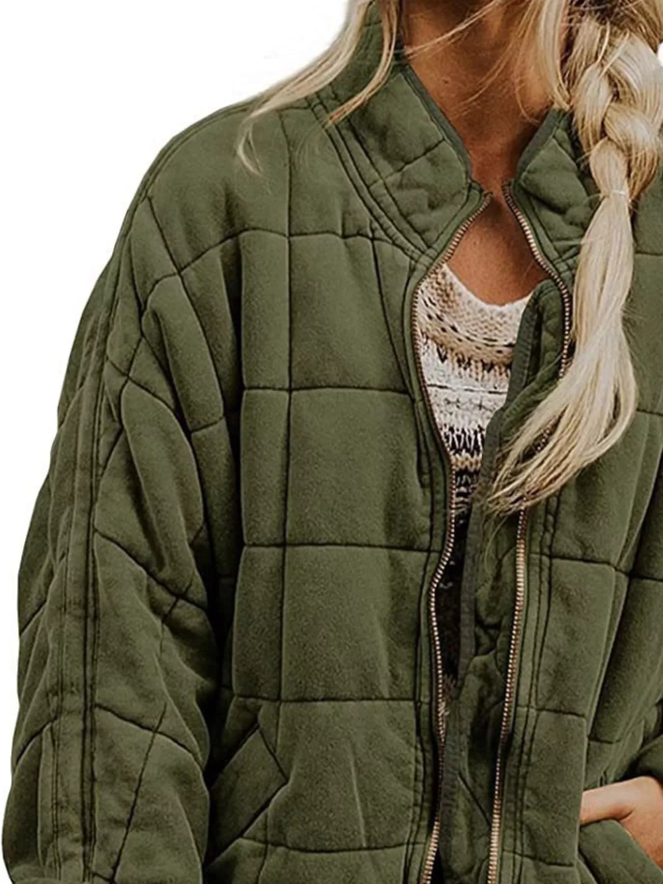 Quilted Zip Up Outerwear