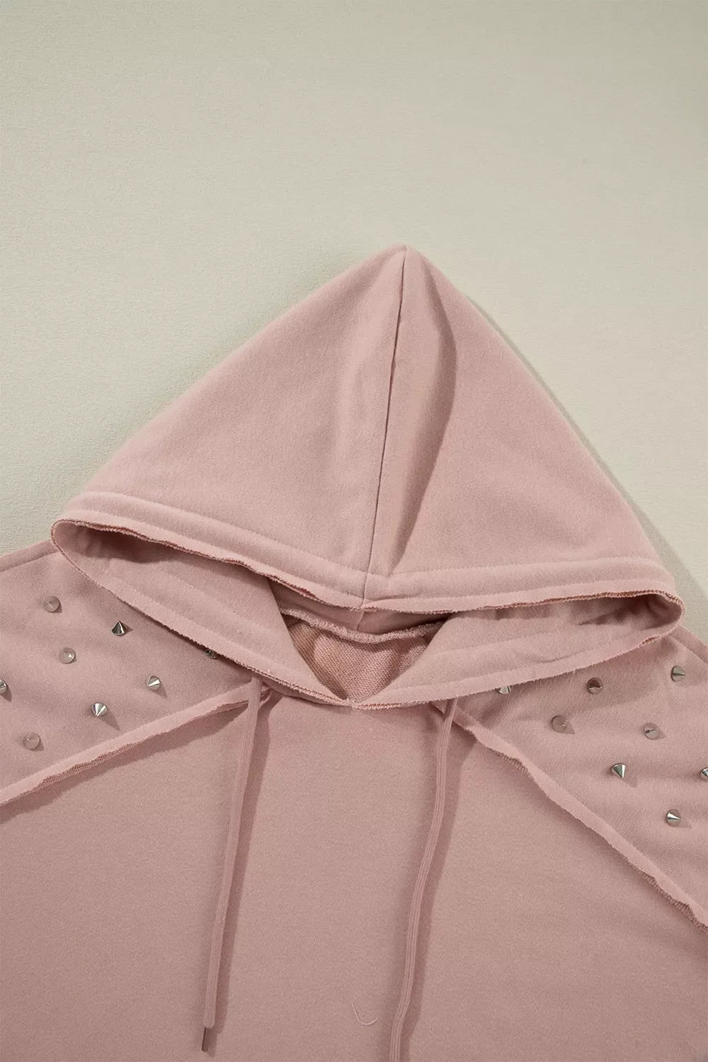 Drawstring Studded Shoulder Hoodie