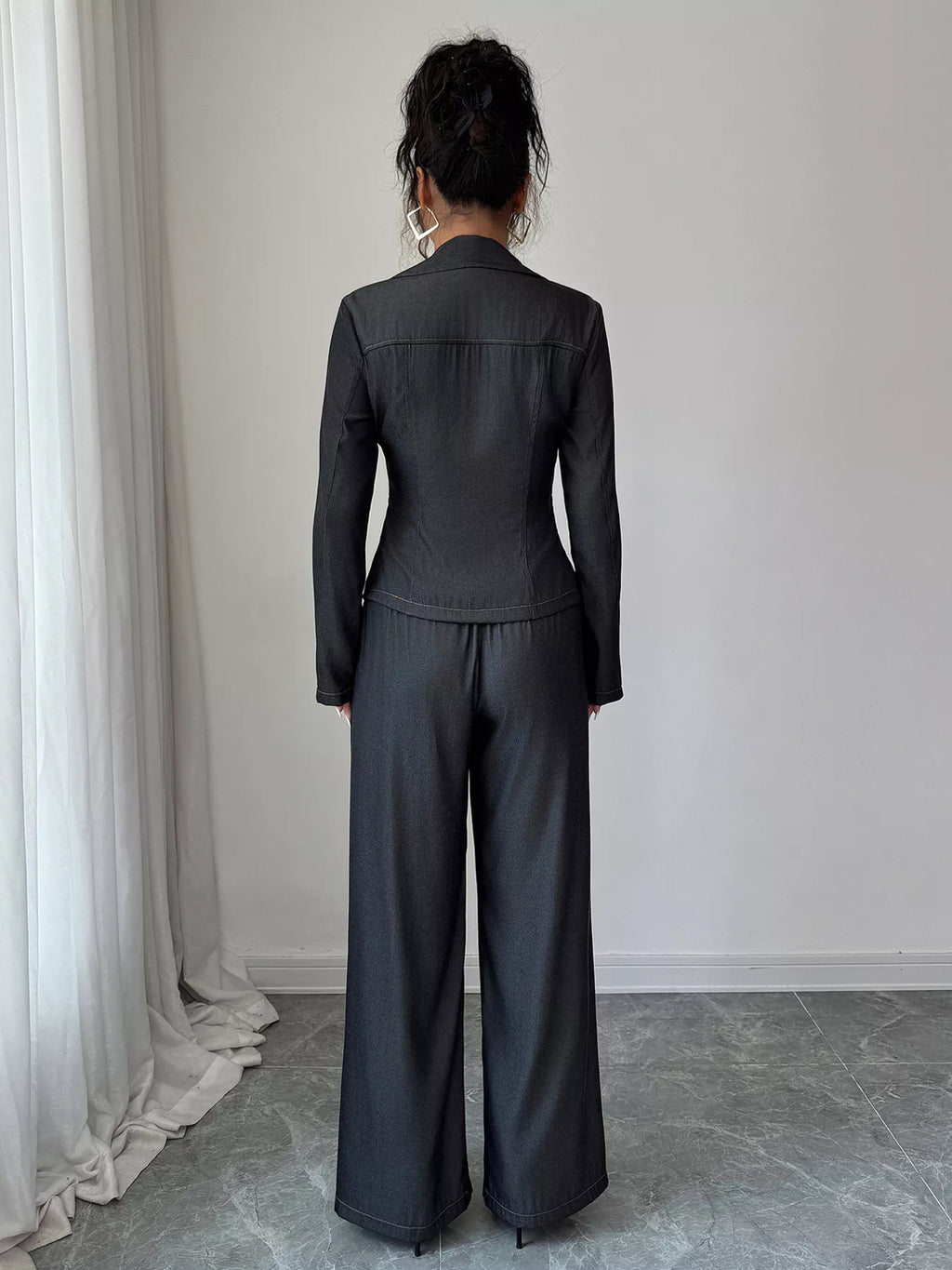 Button-Up Shirt & Wide Leg Pants Set
