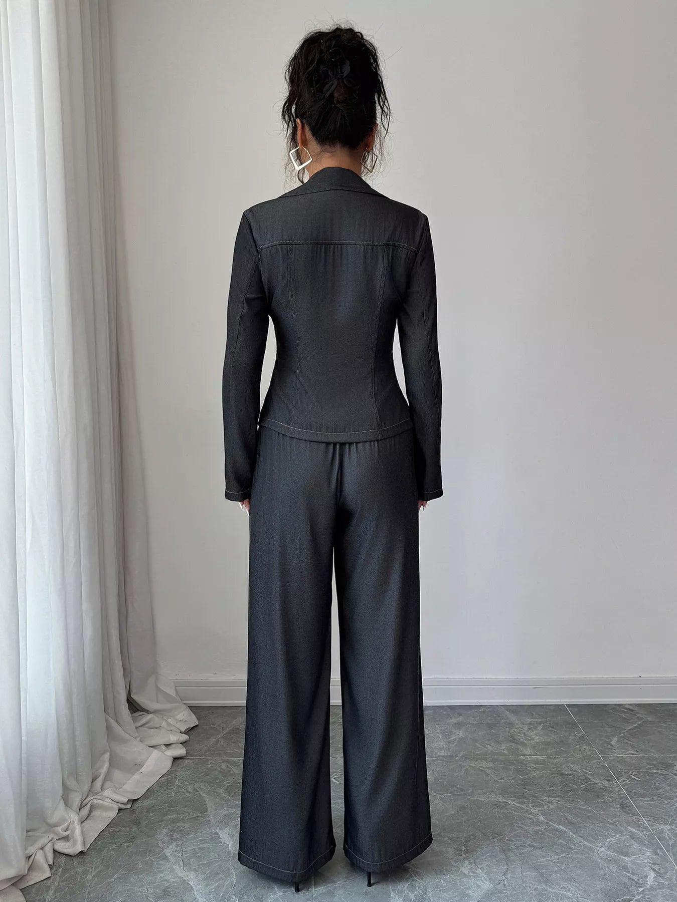Button-Up Shirt & Wide Leg Pants Set