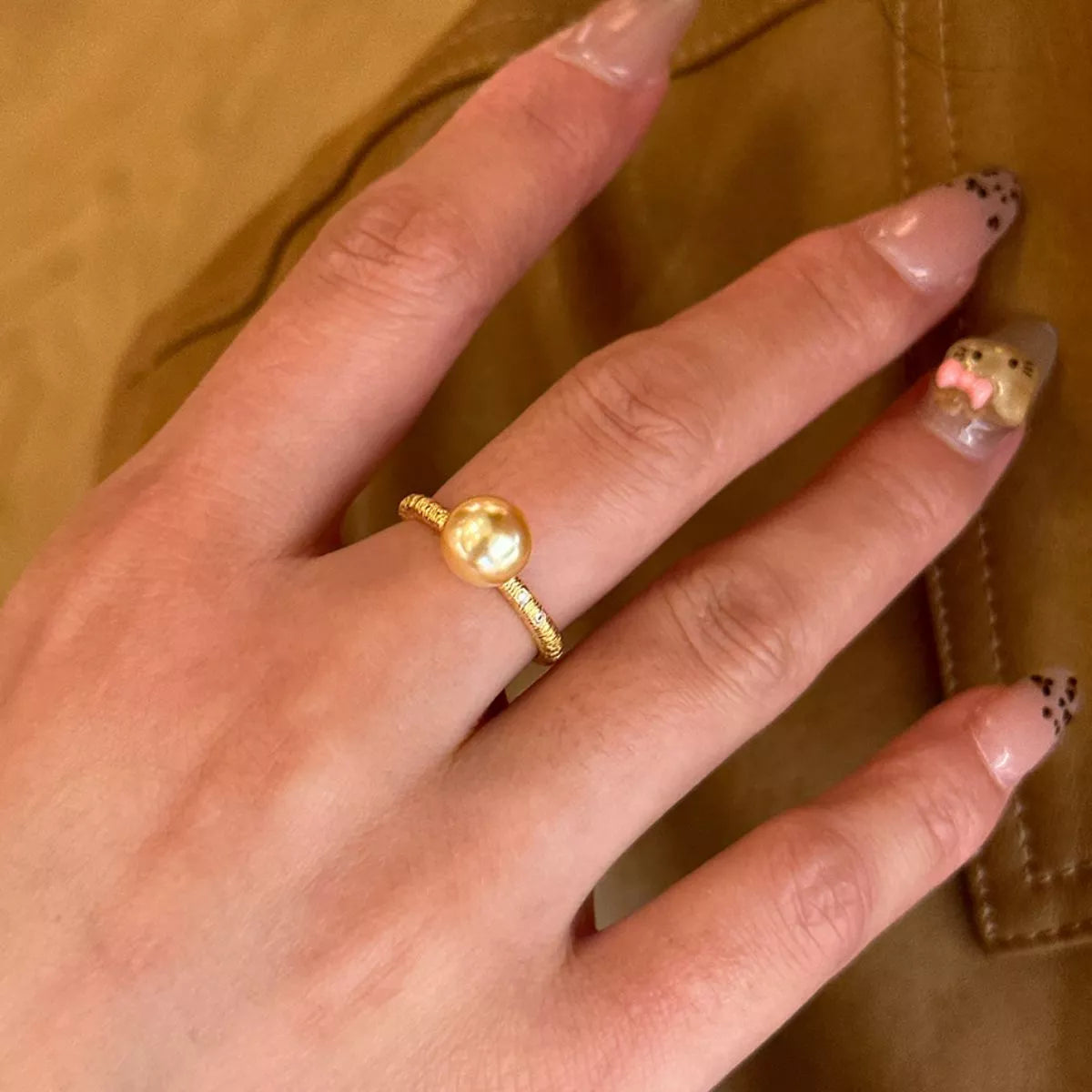 18K Gold-Plated Pearl Ring