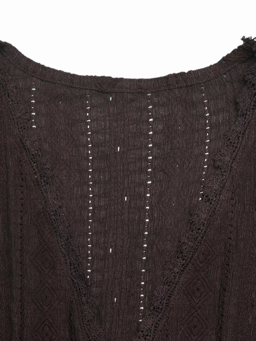 Lace Detail Ruffle Sleeve V-Neck Blouse