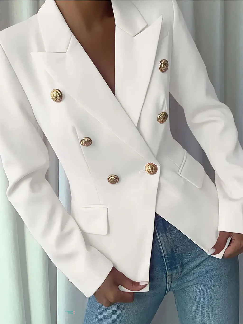 Decor Button Lapel Collar Blazer