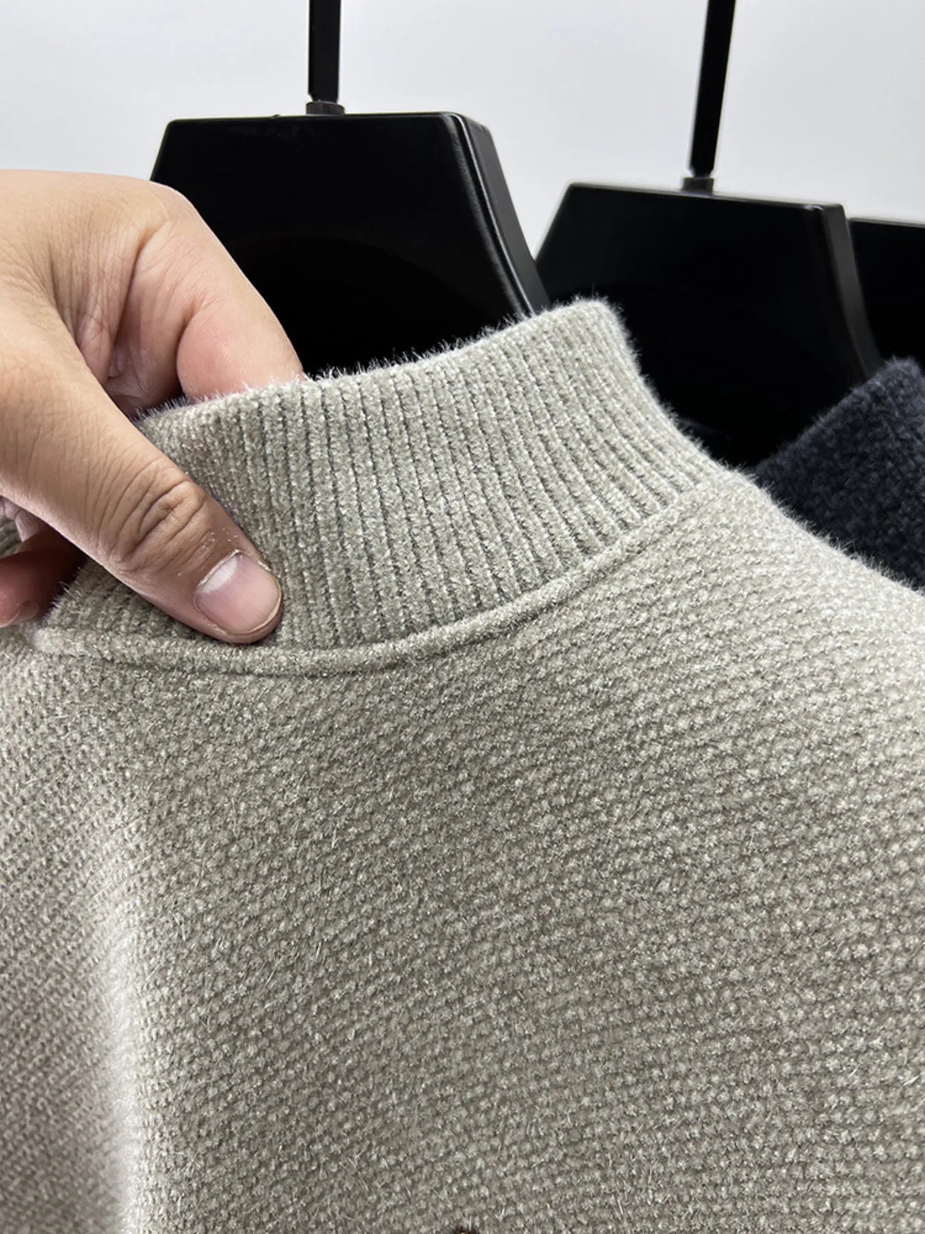 Men's Plus Size Ribbed Hem Long Sleeve Sweater