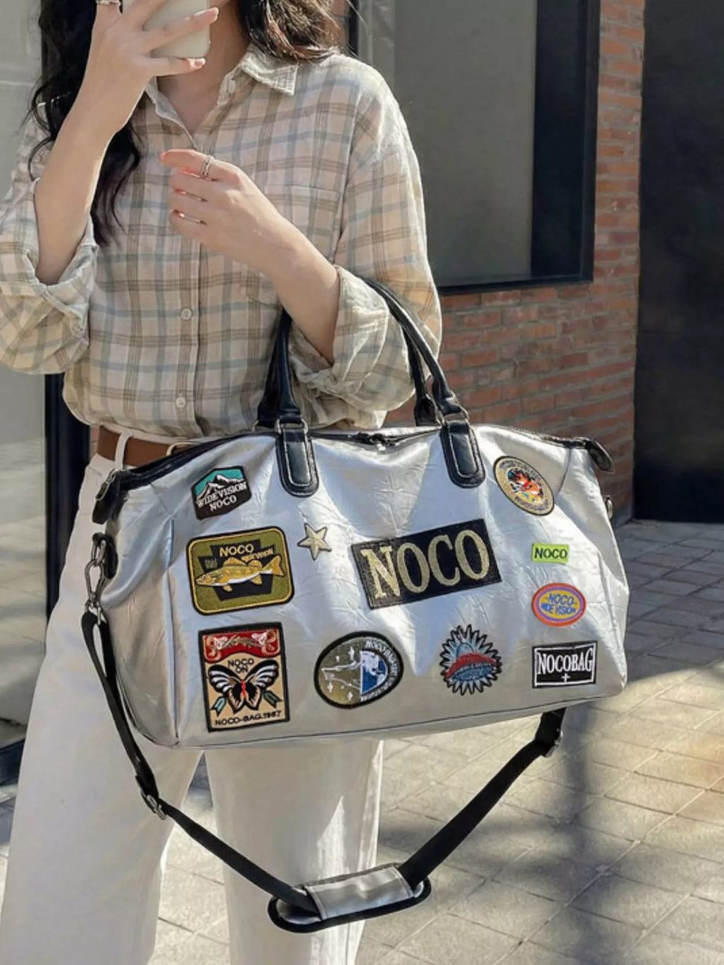 Patchwork Embellished Travel Bag
