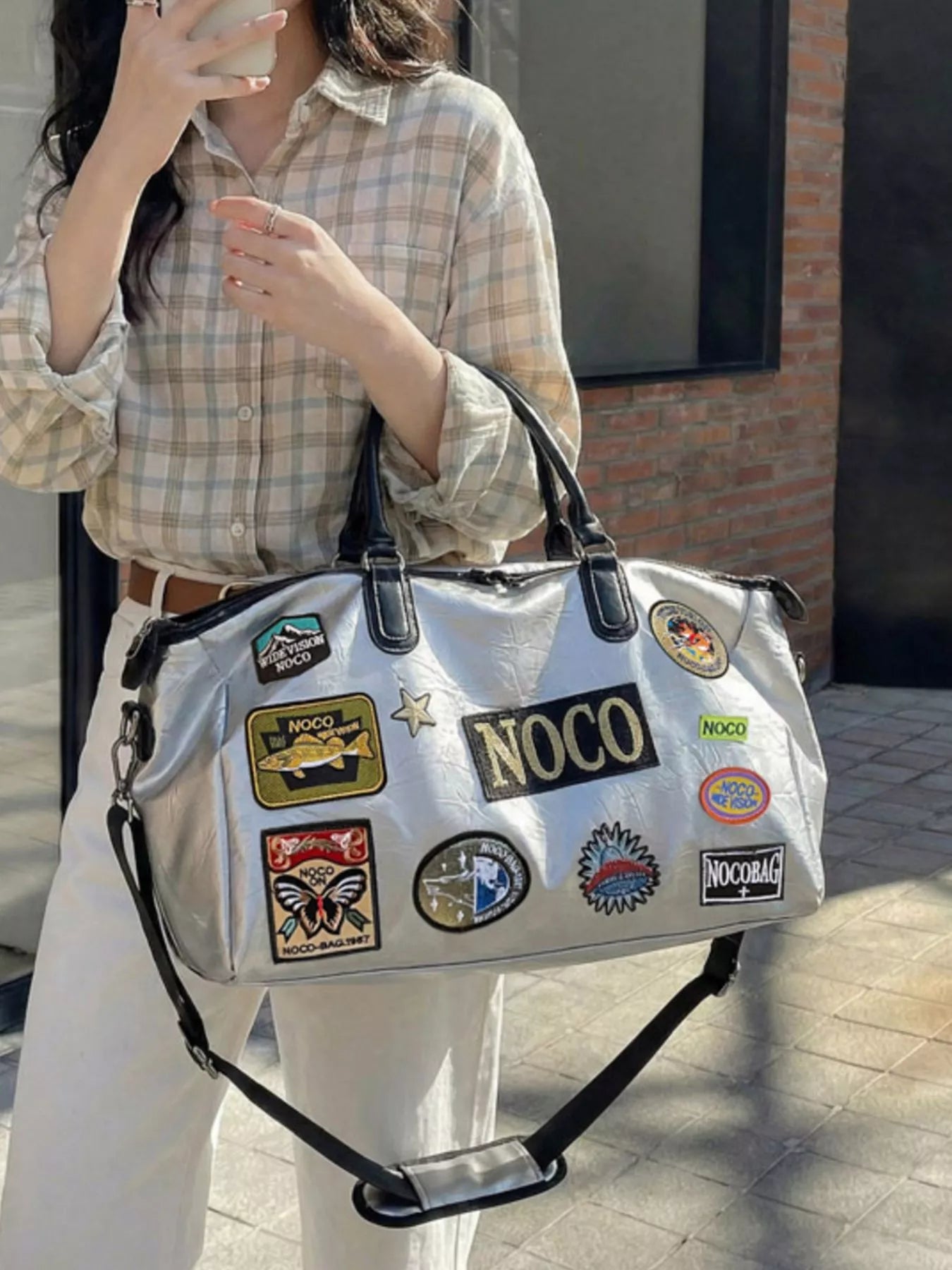 Patchwork Embellished Travel Bag