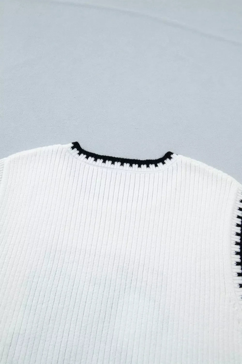 Contrast Trim Round Neck Rodeo Cowboy Sweater Vest