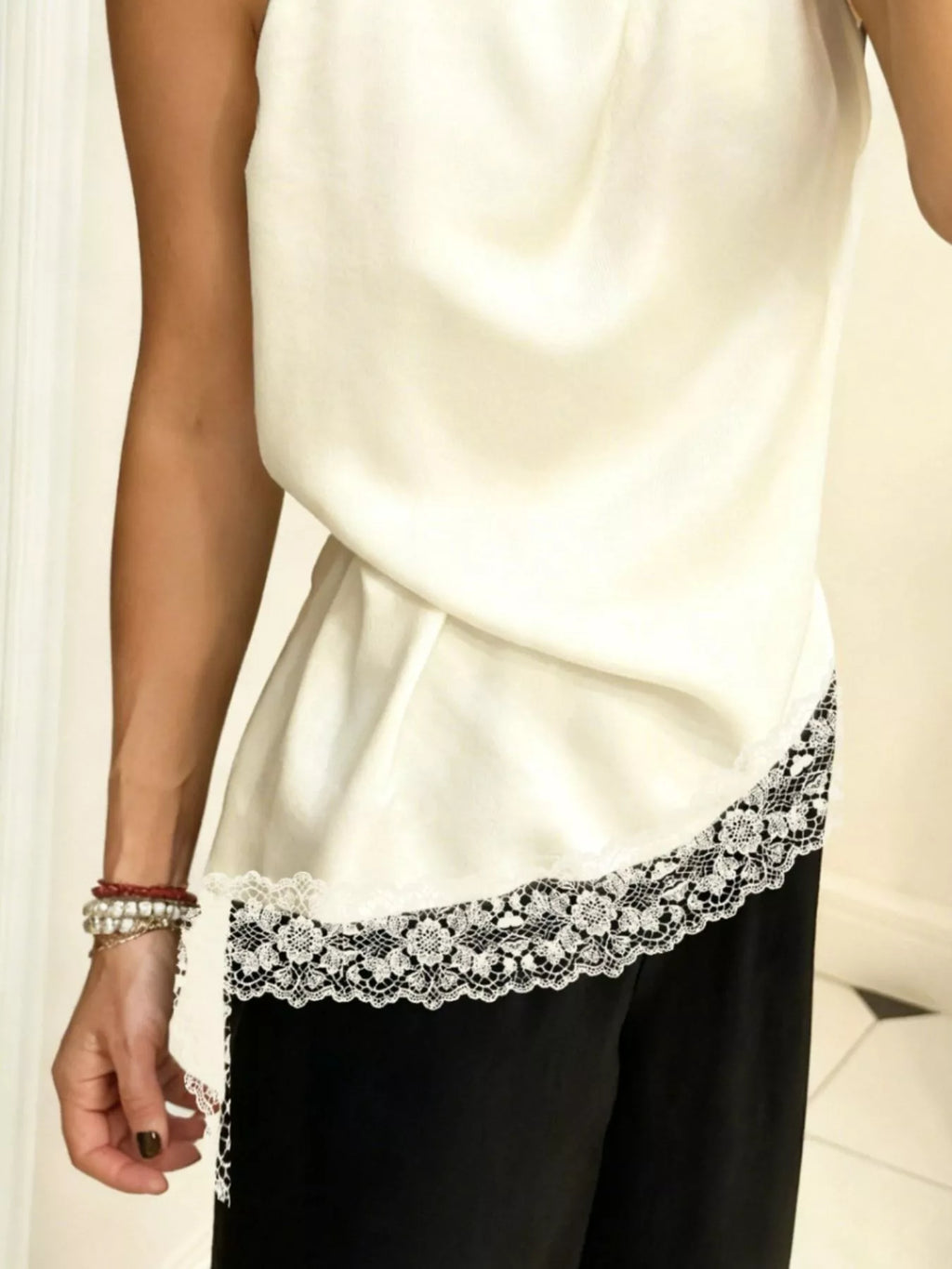 High Neck Lace Trim Cami