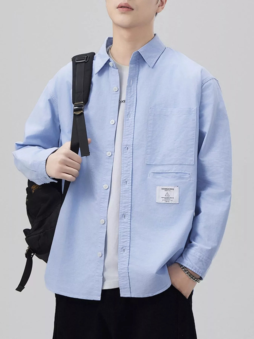 Men's Plus Size Button Up Long Sleeve Shirt