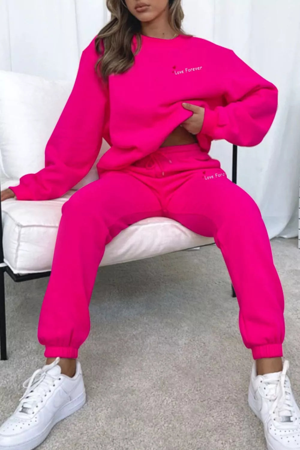 Round Neck Sweatshirt and Joggers Set