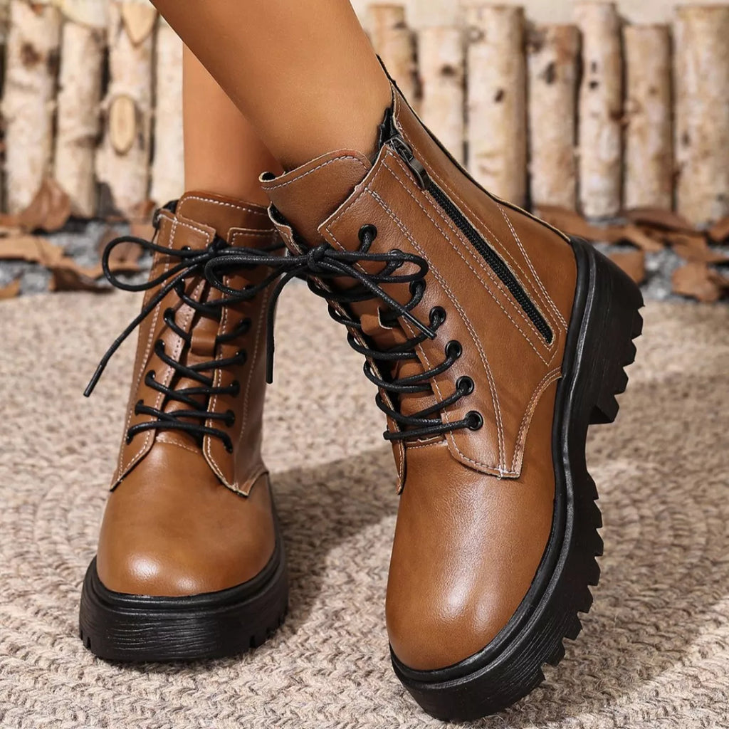 Lace-Up Ankle Combat Boots